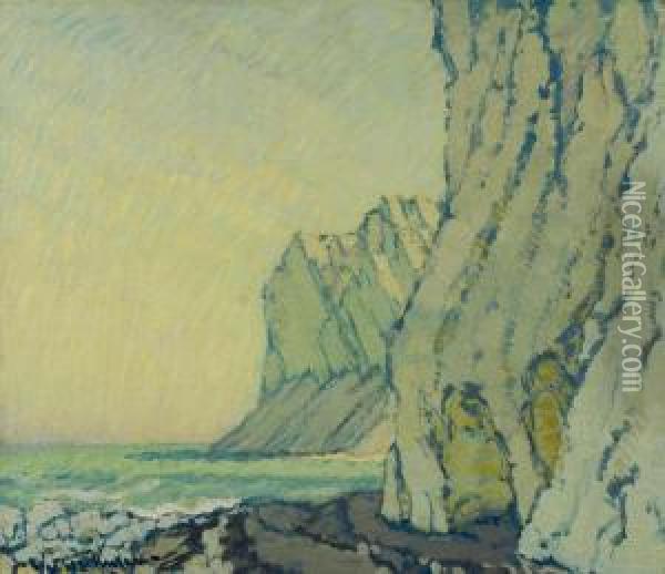 Baltic Sea Cliffs Oil Painting - Johannes Walter-Kurau