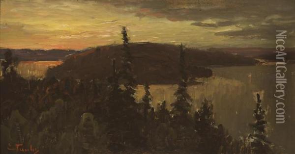 Auringonlasku Vaaramaisemassa Oil Painting - Eugen Taube