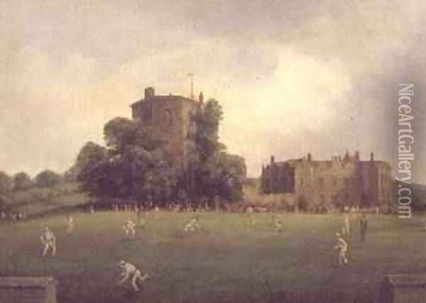 First Australian team to visit England to play a single innings cricket match against Willshers Gentlemen at Chilham Castle Kent August 1878 Oil Painting - William Andrews Nesfield
