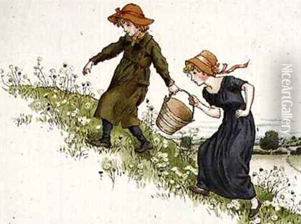 Jack and Jill from April Babys Book of Tunes Oil Painting - Kate Greenaway