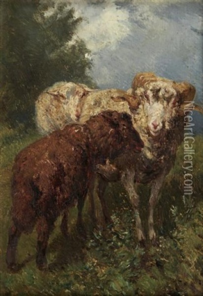 Les Moutons Oil Painting - Andre Giroux