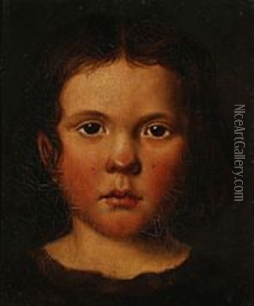 A Pair Of Portraits Of The Artist's Nephew And Niece Oil Painting - Fritz (Georg Urban F.) Juergensen