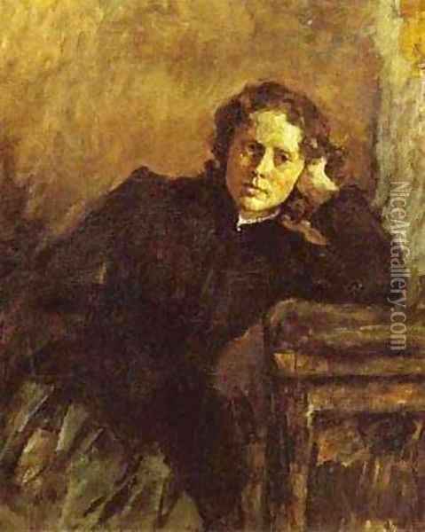 By The Window Portrait Of Olga Trubnikova Unfinished 1885 Oil Painting - Valentin Aleksandrovich Serov