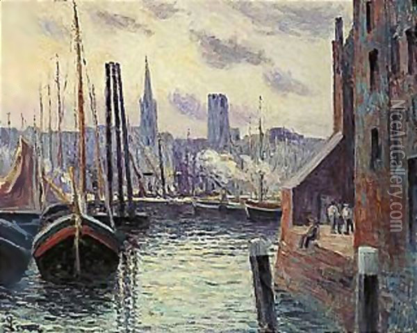 Canal En Hollande Oil Painting - Maximilien Luce
