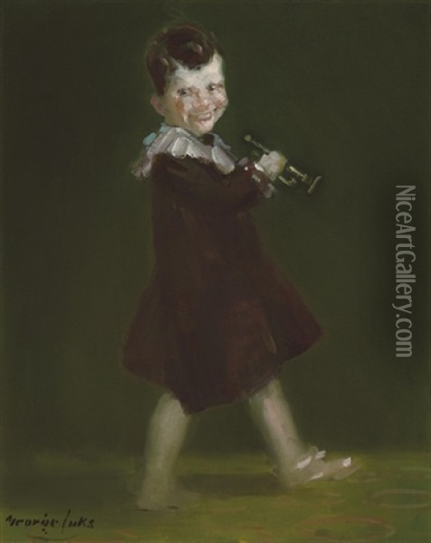 Boy With Bugle Oil Painting - George Benjamin Luks