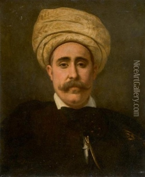 Portrait D'homme Au Turban Oil Painting - Jean Raymond Hippolyte Lazerges