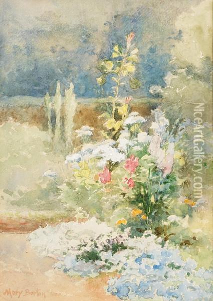 A Border Of Summer Flowers Oil Painting - Mary Georgina Barton