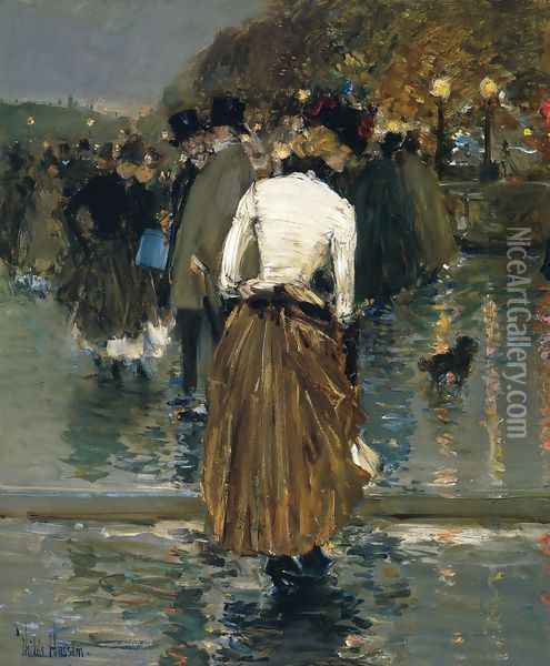 Promenade at Sunset, Paris Oil Painting - Childe Hassam