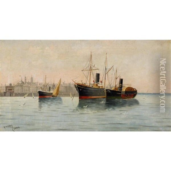 Der Hafen Von Cadiz Oil Painting - Adolfo Giraldez Y Penalver