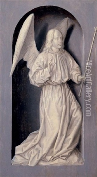 The Angel Of The Annunciation In A Stone Niche Oil Painting - Jan Provoost
