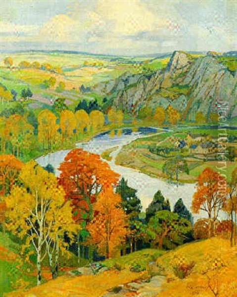 Vallee De L'ourthe Oil Painting - Auguste Donnay