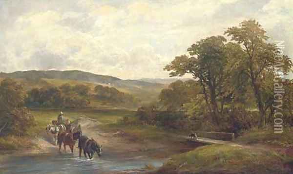 Crossing the river Oil Painting - George Turner
