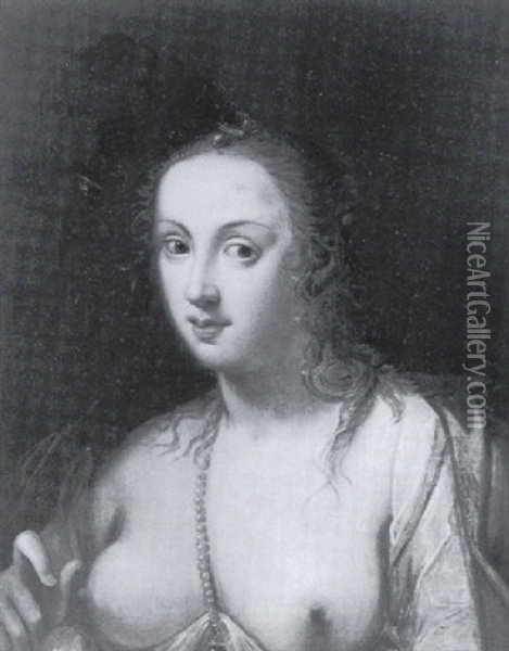 Portrait De Femme Au Collier De Perles Oil Painting - Gortzius Geldorp