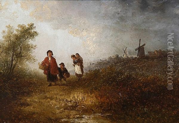 Figures On A Path Oil Painting - Edward Robert Smythe