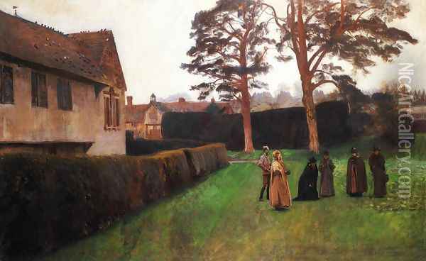 A Game of Bowls, Ightham Mote, Kent Oil Painting - John Singer Sargent
