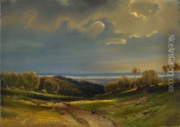 Blick Vom Niederwald Auf Rheinhessen Oil Painting - Karl Theodor Reiffenstein