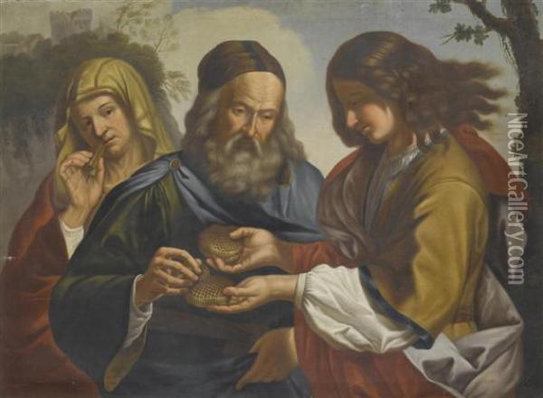 Samson Brings His Parents A Honeycomb. Oil Painting - Hecht Xaver