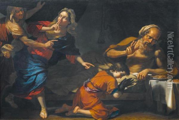 Jacob Blesses Isaac. Oil Painting - Benedetto Gennari