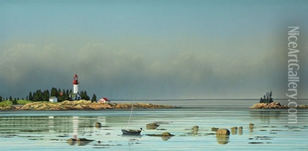 Rising Tide, St Lawrence River Oil Painting - William Webb