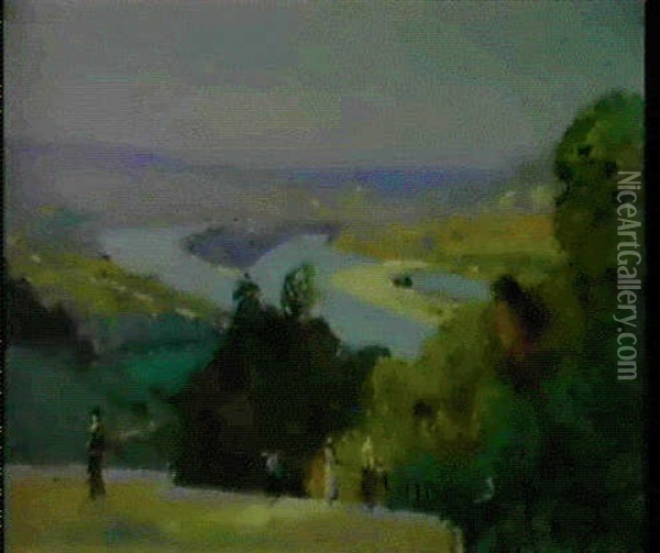 Rouen Vu De Canteleu, Fin D'apres-midi Oil Painting - Narcisse Guilbert