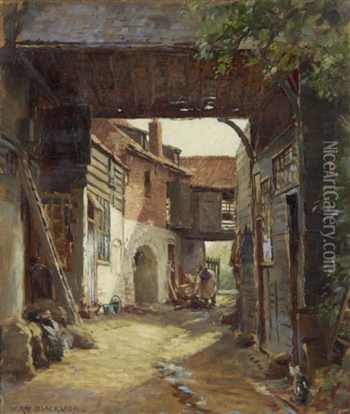 Wool Stapler's Yard, St. Ives Oil Painting - William Kay Blacklock