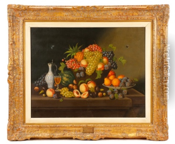 Still Life With Butterfly Oil Painting - Georg Seitz