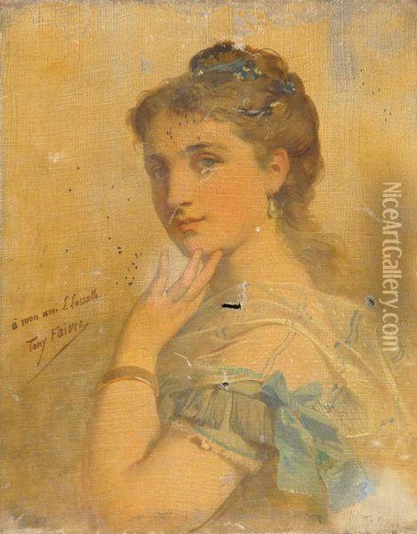 Portrait De Jeune Femme Oil Painting - Antoine J.E., Tony Faivre