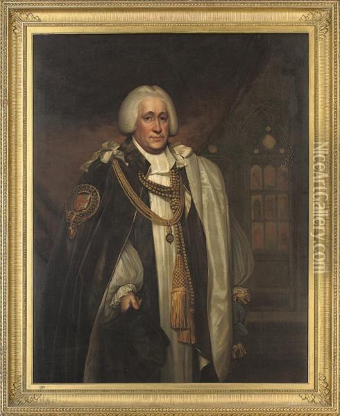 Portrait Of The Hon. Brownlow North, Bishop Of Winchester And Prelate Of The Order Of The Garter (1741-1820), Three-quarter-length, In Garter Robes Oil Painting - Howard, H.