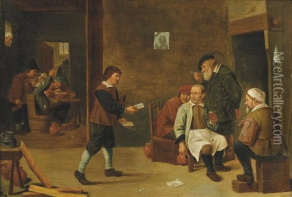 Le Messager Dans L'auberge Oil Painting - David Teniers Iv