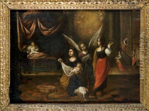Nacimiento De La Virgen Oil Painting - Matias Arteaga y Alfaro