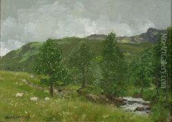 Grazing Sheep At The Head Of Loch Goil Oil Painting - George Houston