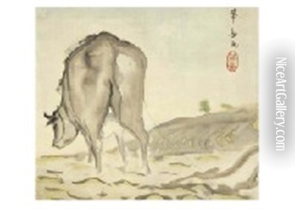 Cow Oil Painting - Kagaku Murakami