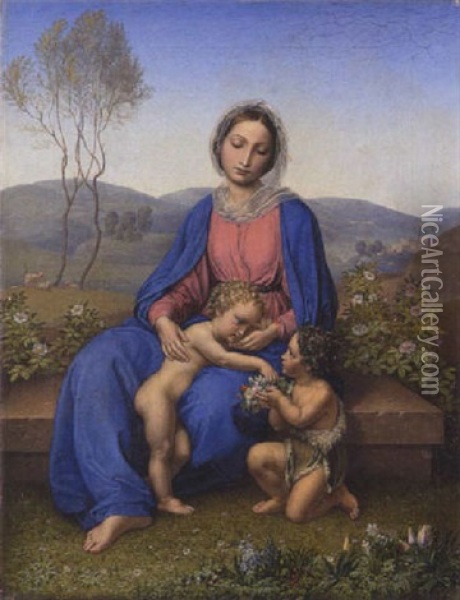 Die Madonna Mit Dem Christuskind Und Dem Johannesknaben Oil Painting - Franz Xaver Glink