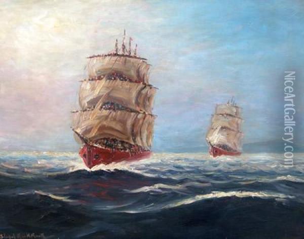 Fragatas En Alta Mar Oil Painting - Stephen Koek Koek