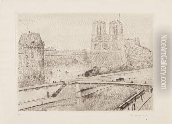 Notre-dame De Paris Et La Seine Oil Painting - Albert Marquet