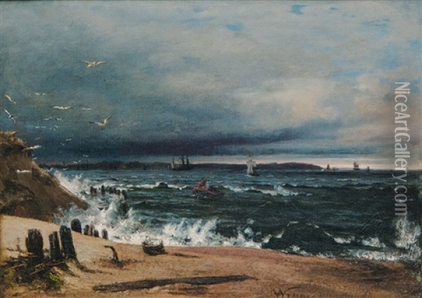 Evening By The Baltic Sea Oil Painting - Joachim Hinrich (Hinnerk) Wrage