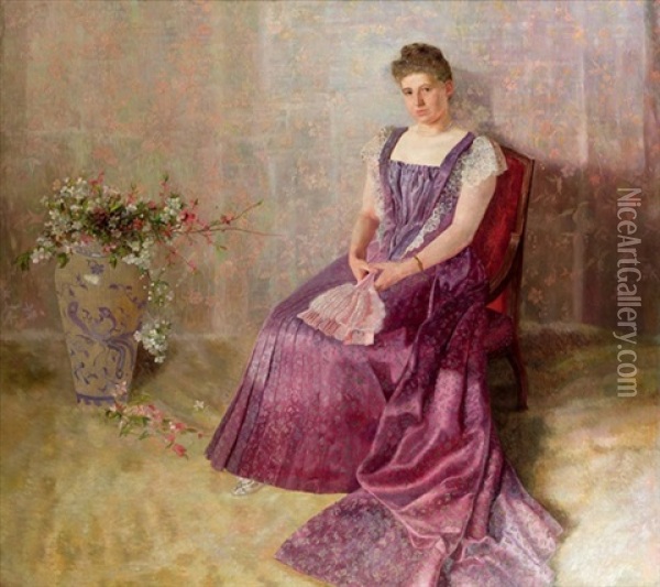 Das Lila Staatskleid - Bildnis Der Frau Von Birkenreuth Oil Painting - Karl Mediz