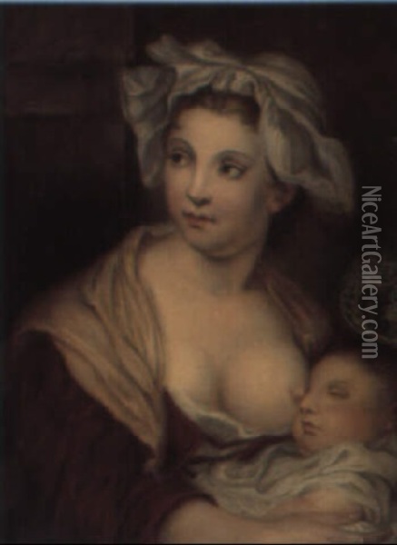 Mutter Mit Schlafendem Kind Oil Painting - Jean Baptiste Greuze