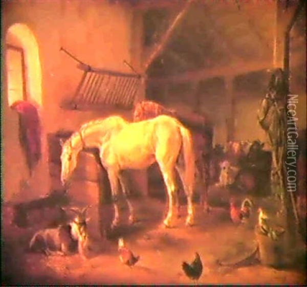 Tiere Im Stall Oil Painting - Albrecht Adam