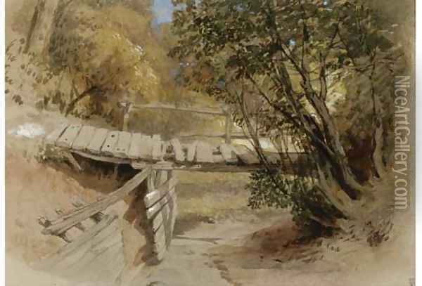 A dilapidated bridge in Hertfordshire Oil Painting - Clarkson Stanfield