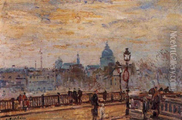 Vue D'un Pont De Paris Oil Painting - Gustave Madelain