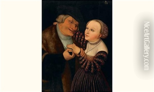 Les Amants Mal Assortis Oil Painting - Lucas Cranach the Younger