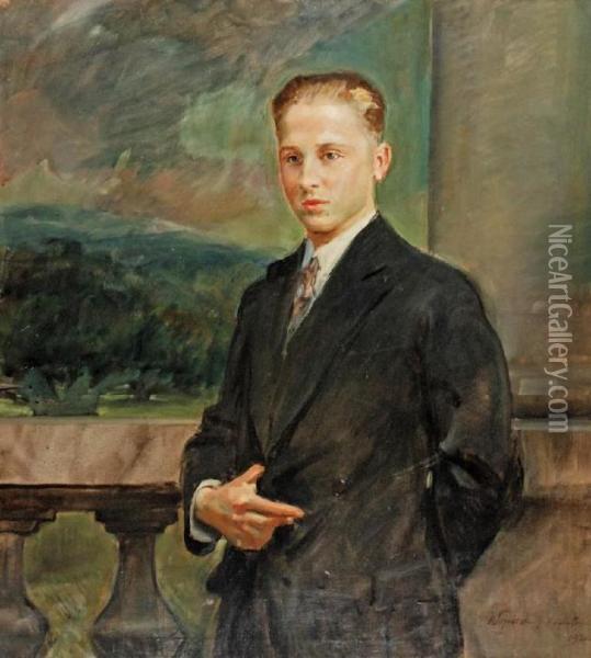 Portret Mlodego Mezczyzny Oil Painting - Wojciech Von Kossak