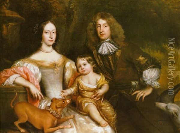 Portrait De Famille Dans Un Paysage Oil Painting - Pieter Nason