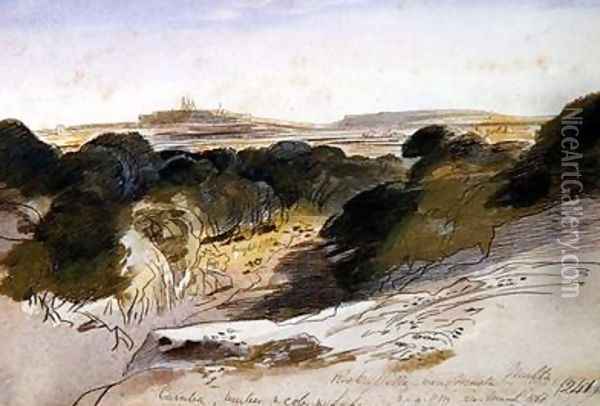 Rocky Valley near Musta Malta Oil Painting - Edward Lear