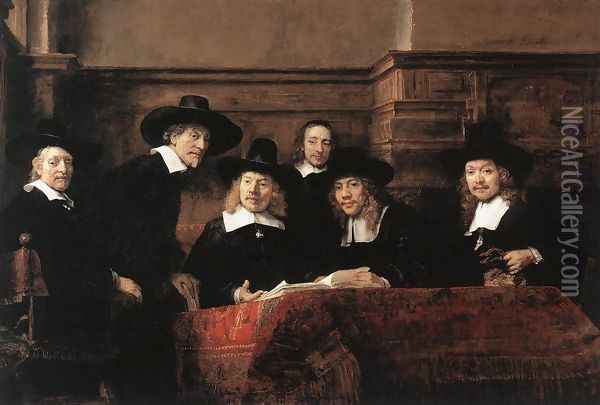 Sampling Officials of the Drapers' Guild 1662 Oil Painting - Rembrandt Van Rijn