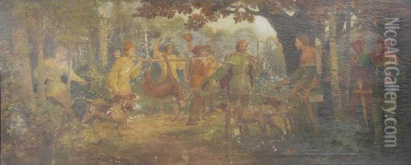 A Scene From Robin Hood Oil Painting - Ernest Theodore Behr