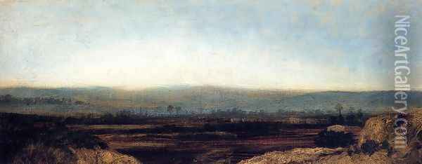 Panoramic Landscape on the Outskirts of Paris Oil Painting - Etienne-Pierre Theodore Rousseau