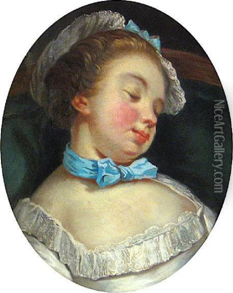 A Sleeping Girl Oil Painting - Jean-Francois Gilles Colson