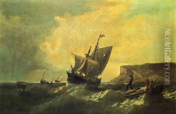 Fishermen in an Approaching Storm Oil Painting - William Bradford